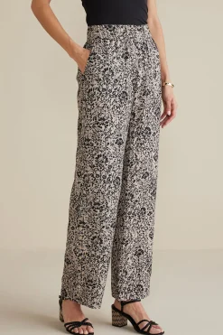 Feminine Flourish|Into The Blues-Soft Surroundings Oceo Gauze Wide-Leg Pants Black