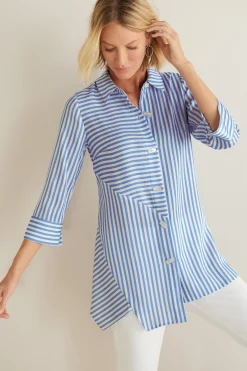Into The Blues|Vacation Shop-Soft Surroundings On Pointe Shirt Palace Blue Stripe