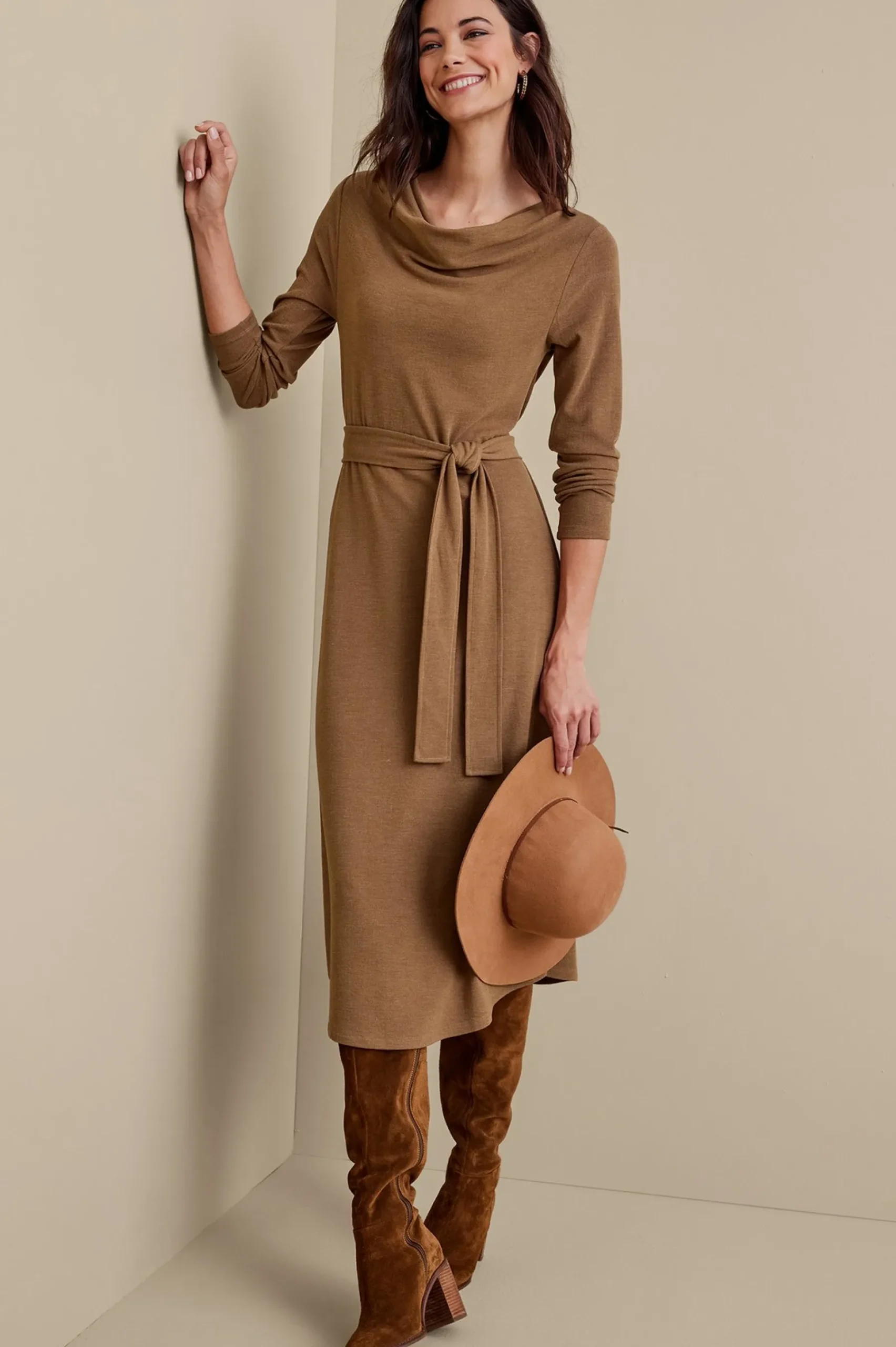casual|work to play-Soft Surroundings Paula Dress Cocoa Brown