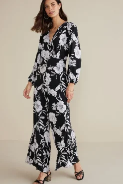 Into The Blues|work to play-Soft Surroundings Penelope Long Sleeve Jumpsuit Black