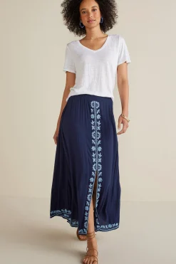 Into The Blues|Gauze Shop-Soft Surroundings Petites Adele Gauze Maxi Skirt Navy