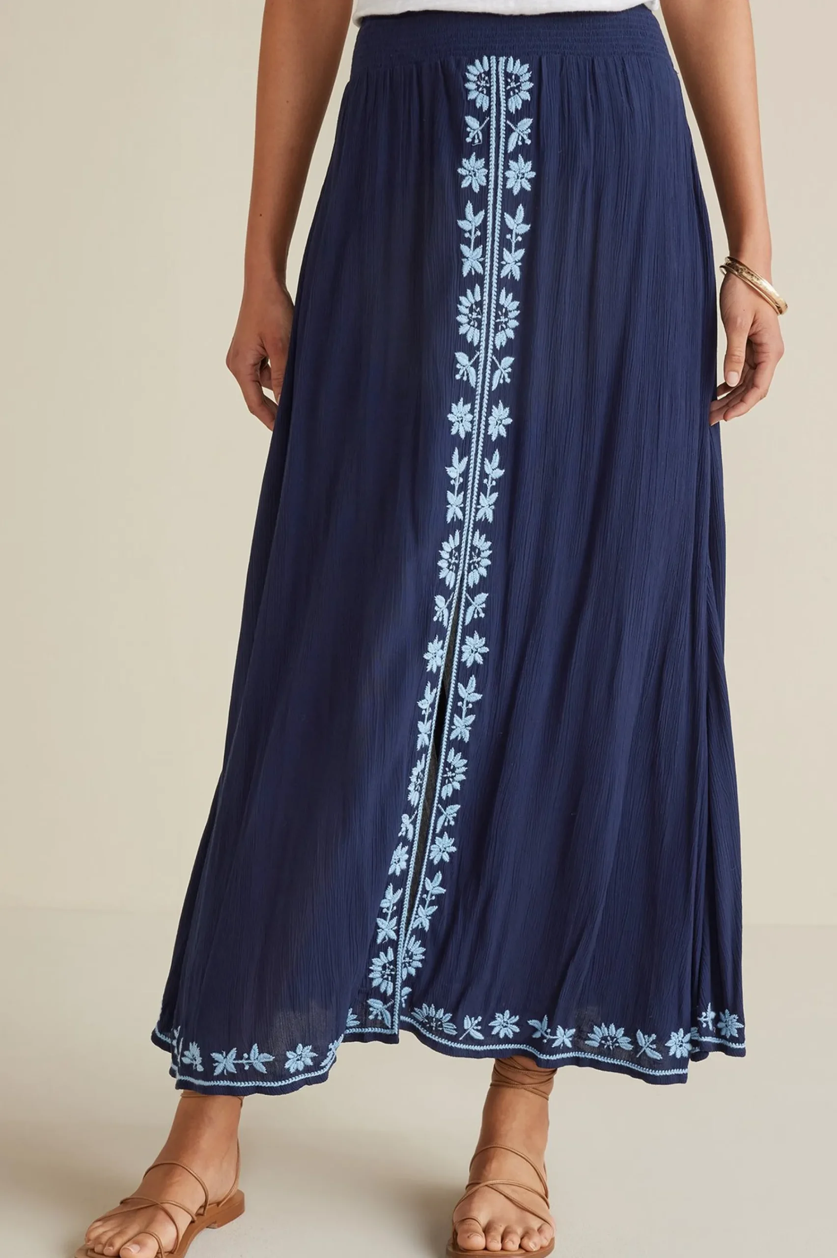 Into The Blues|Gauze Shop-Soft Surroundings Petites Adele Gauze Maxi Skirt Navy