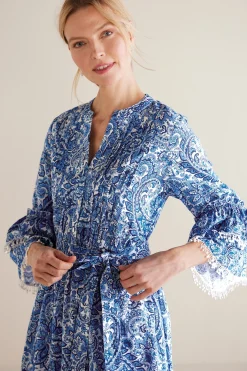 Into The Blues|Dresses-Soft Surroundings Petites Adeline Short Dress Spring Paisley Chambray