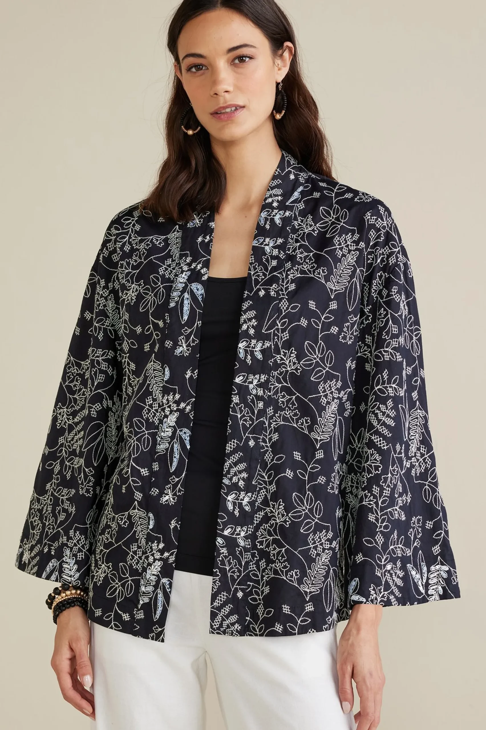Global Artistry|Jackets & Coats-Soft Surroundings Petites Beatrix Topper Black