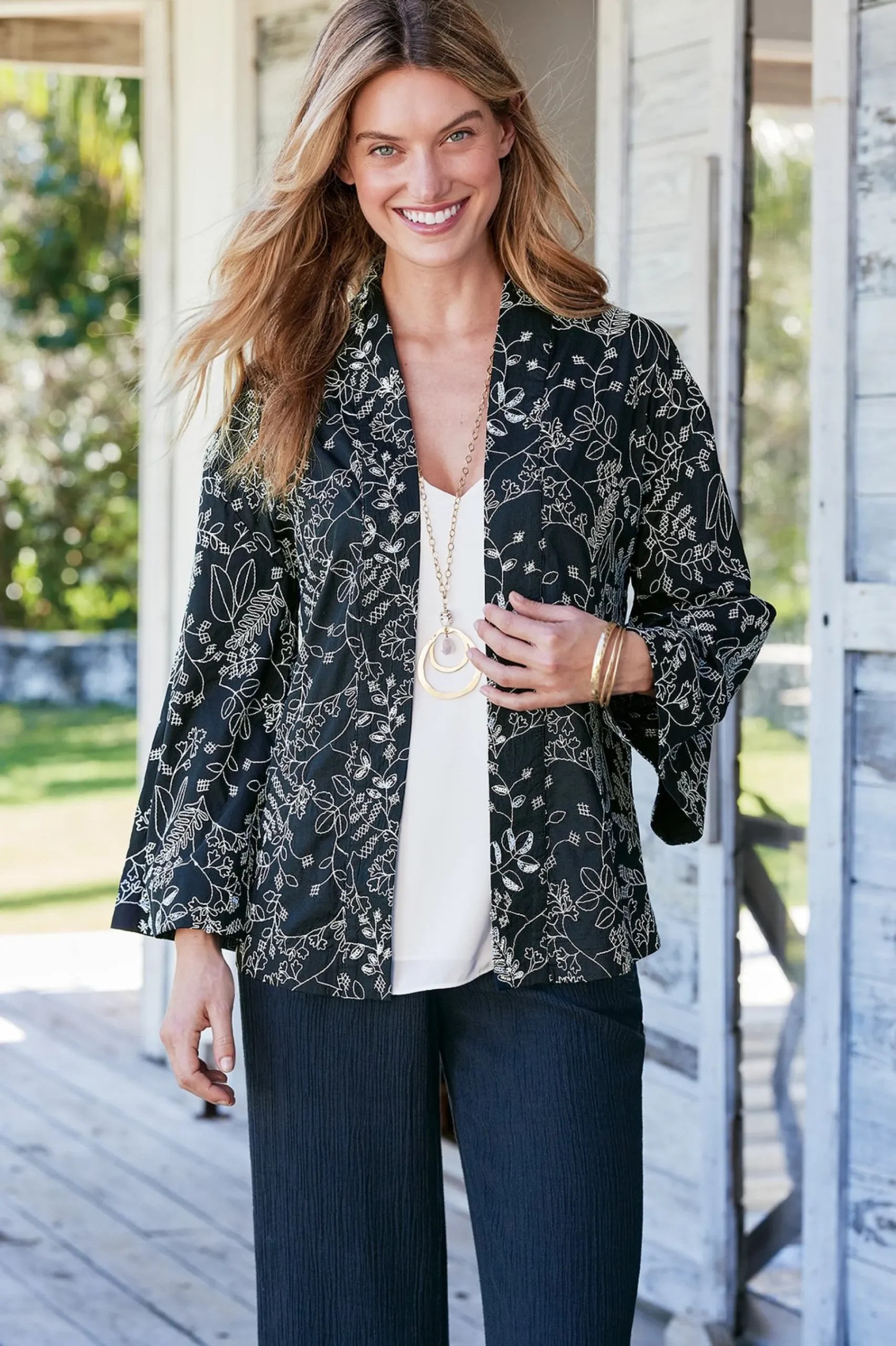 Global Artistry|Jackets & Coats-Soft Surroundings Petites Beatrix Topper Black