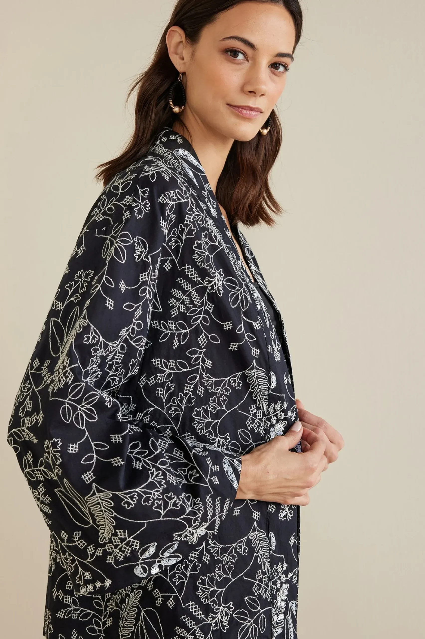 Global Artistry|Jackets & Coats-Soft Surroundings Petites Beatrix Topper Black