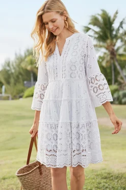 Feminine Flourish|Into The Blues-Soft Surroundings Petites Cordelia Short Dress Swedish Blue