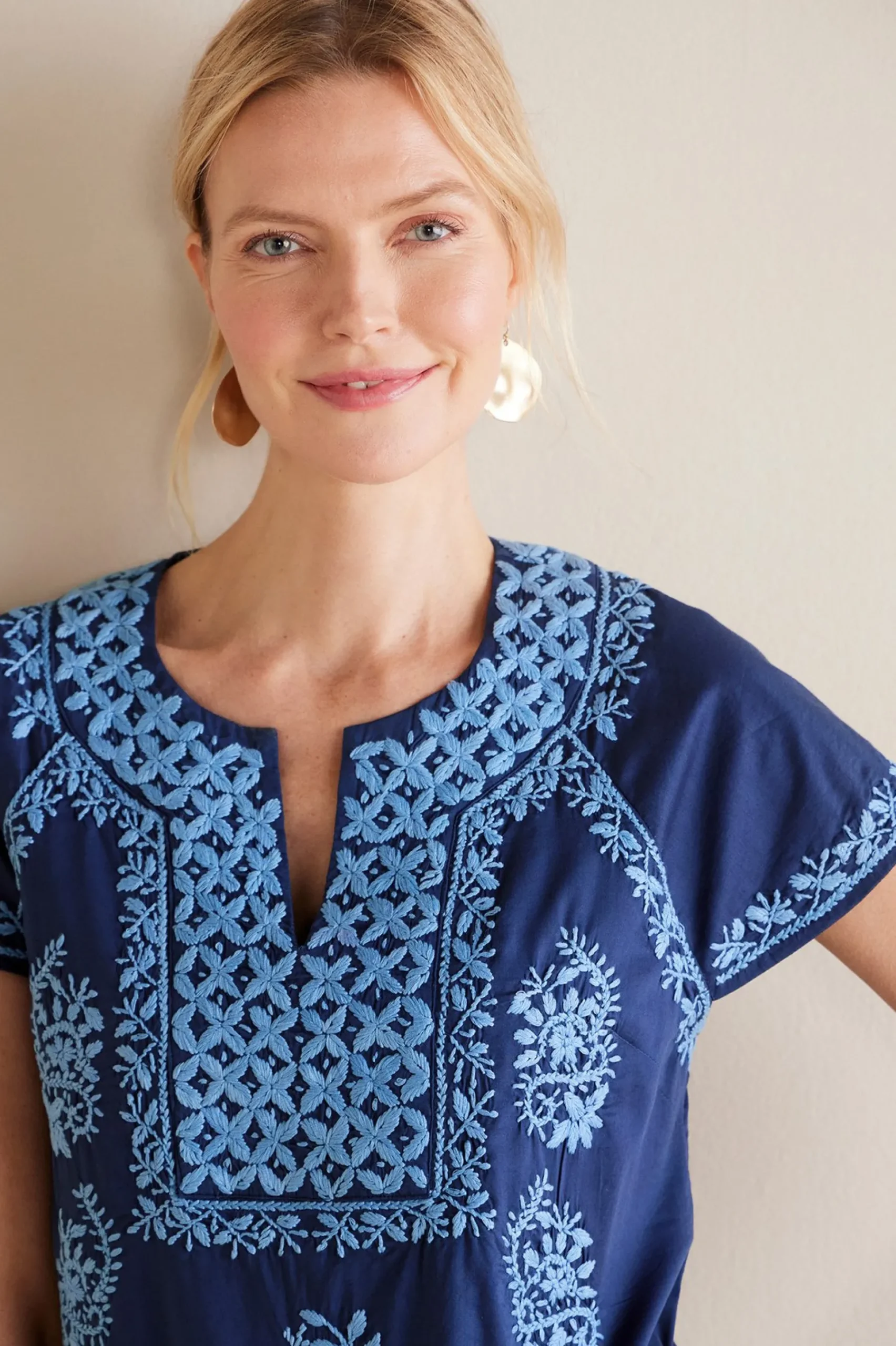 Into The Blues|Global Artistry-Soft Surroundings Petites Davina Short Dress Navy