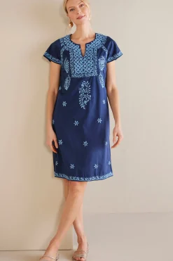 Into The Blues|Global Artistry-Soft Surroundings Petites Davina Short Dress Navy