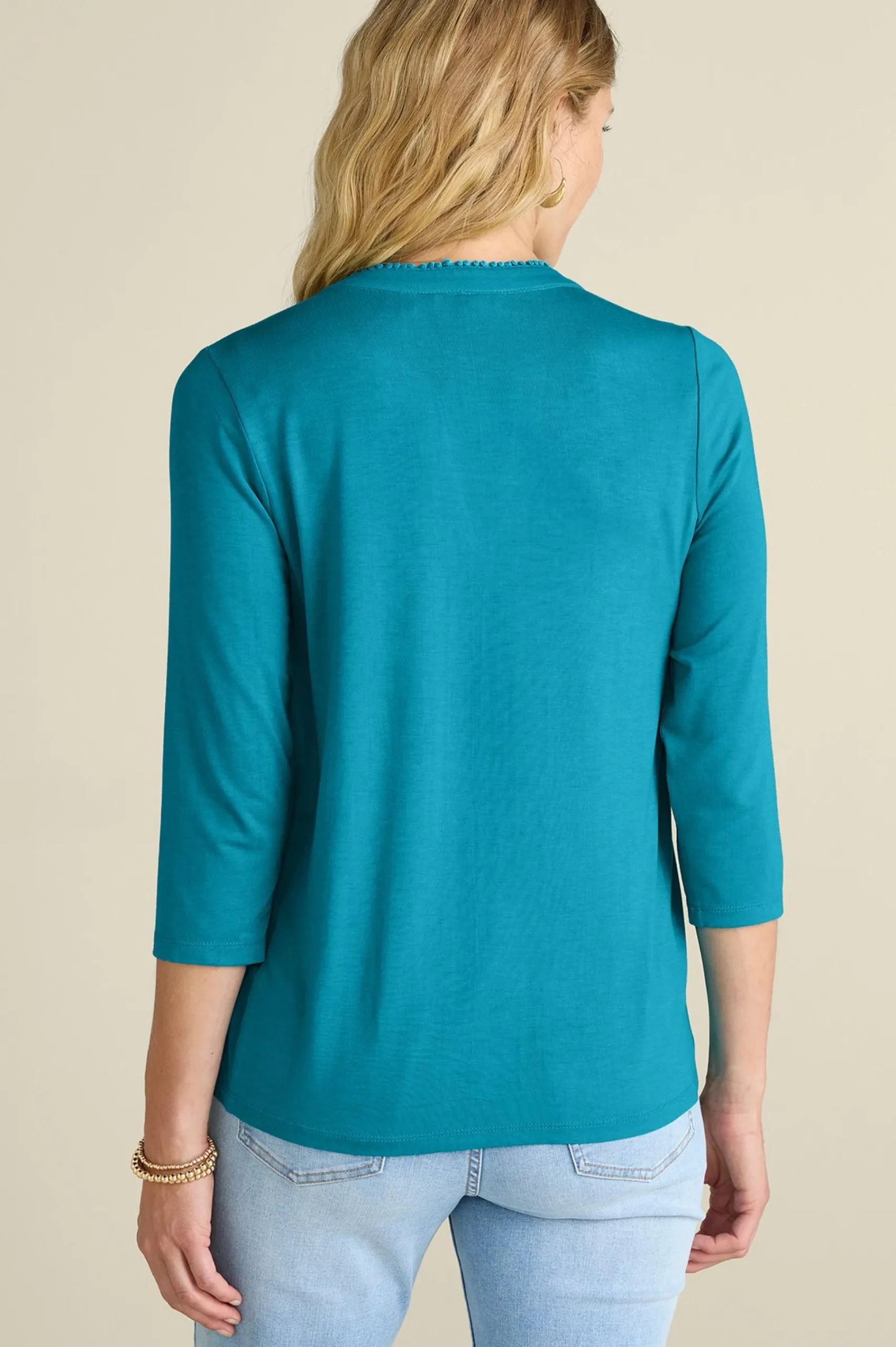 Into The Blues|The Floral Shop-Soft Surroundings Petites Delsie Embroidered Top White