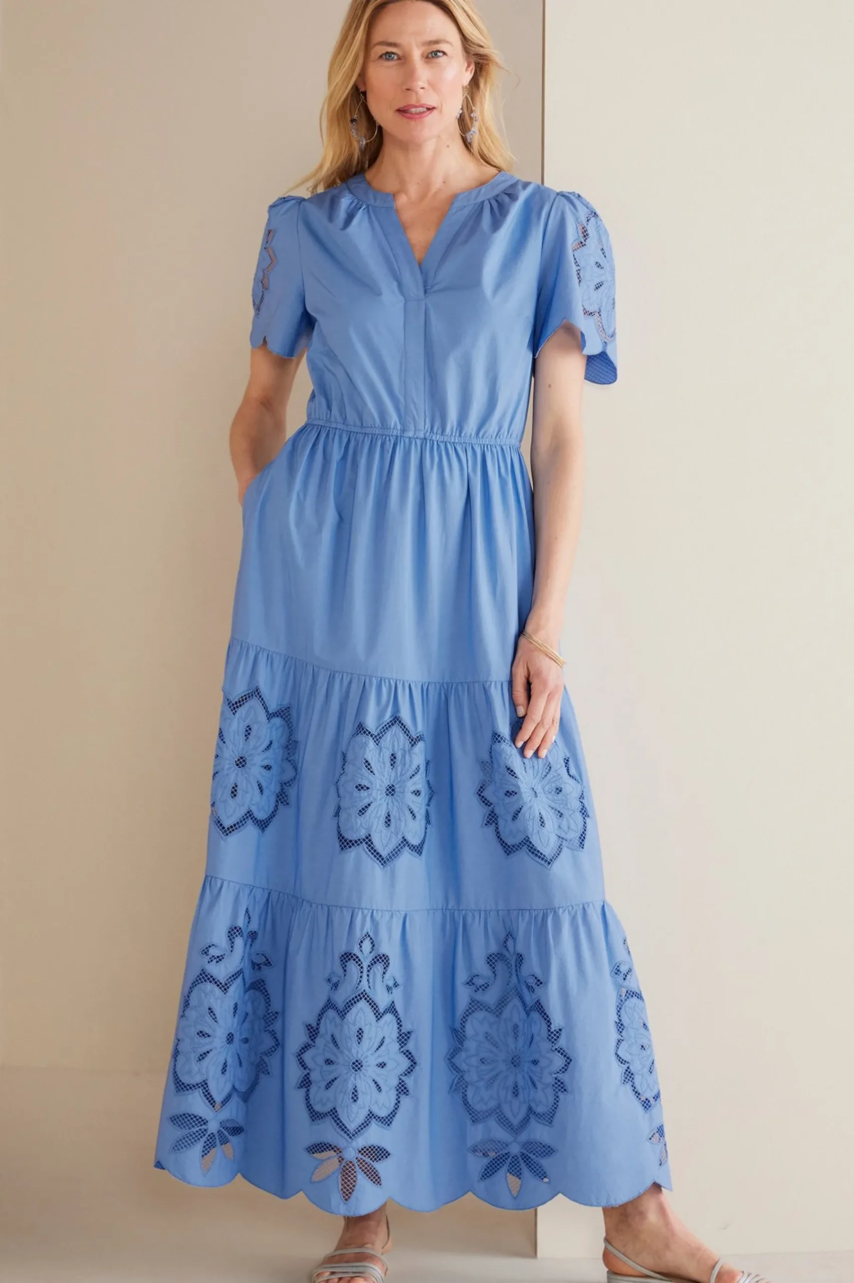 Feminine Flourish|Into The Blues-Soft Surroundings Petites Dorothy Maxi Dress Blue Bonnet