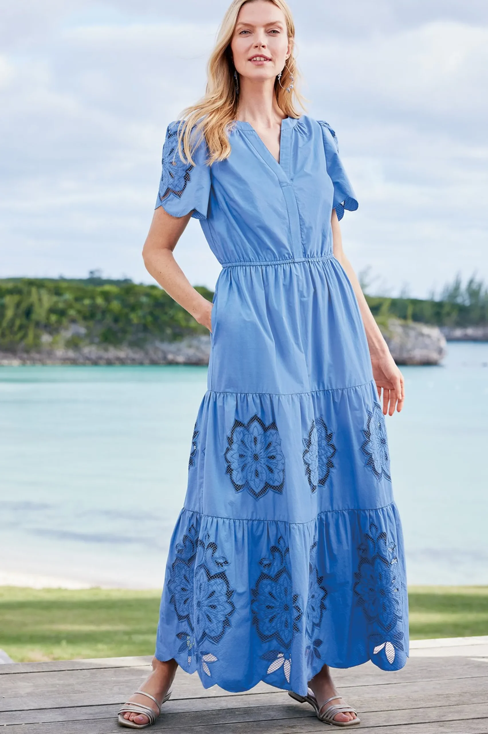 Feminine Flourish|Into The Blues-Soft Surroundings Petites Dorothy Maxi Dress Blue Bonnet