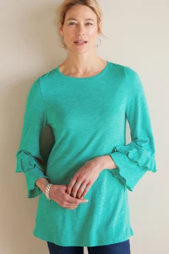 Feminine Flourish|Into The Blues-Soft Surroundings Petites Erin Linen Blend Tunic Sangria