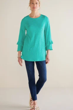 Feminine Flourish|Into The Blues-Soft Surroundings Petites Erin Linen Blend Tunic Sangria