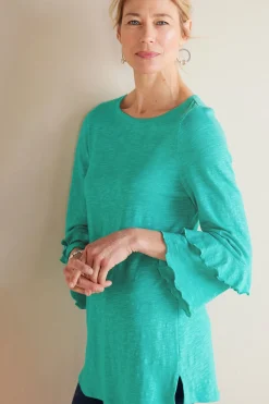 Feminine Flourish|Into The Blues-Soft Surroundings Petites Erin Linen Blend Tunic Sangria