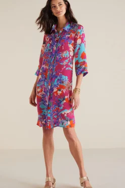 vacation dresses|patterned-Soft Surroundings Petites Garden Path Dress Blue/Purple Multi