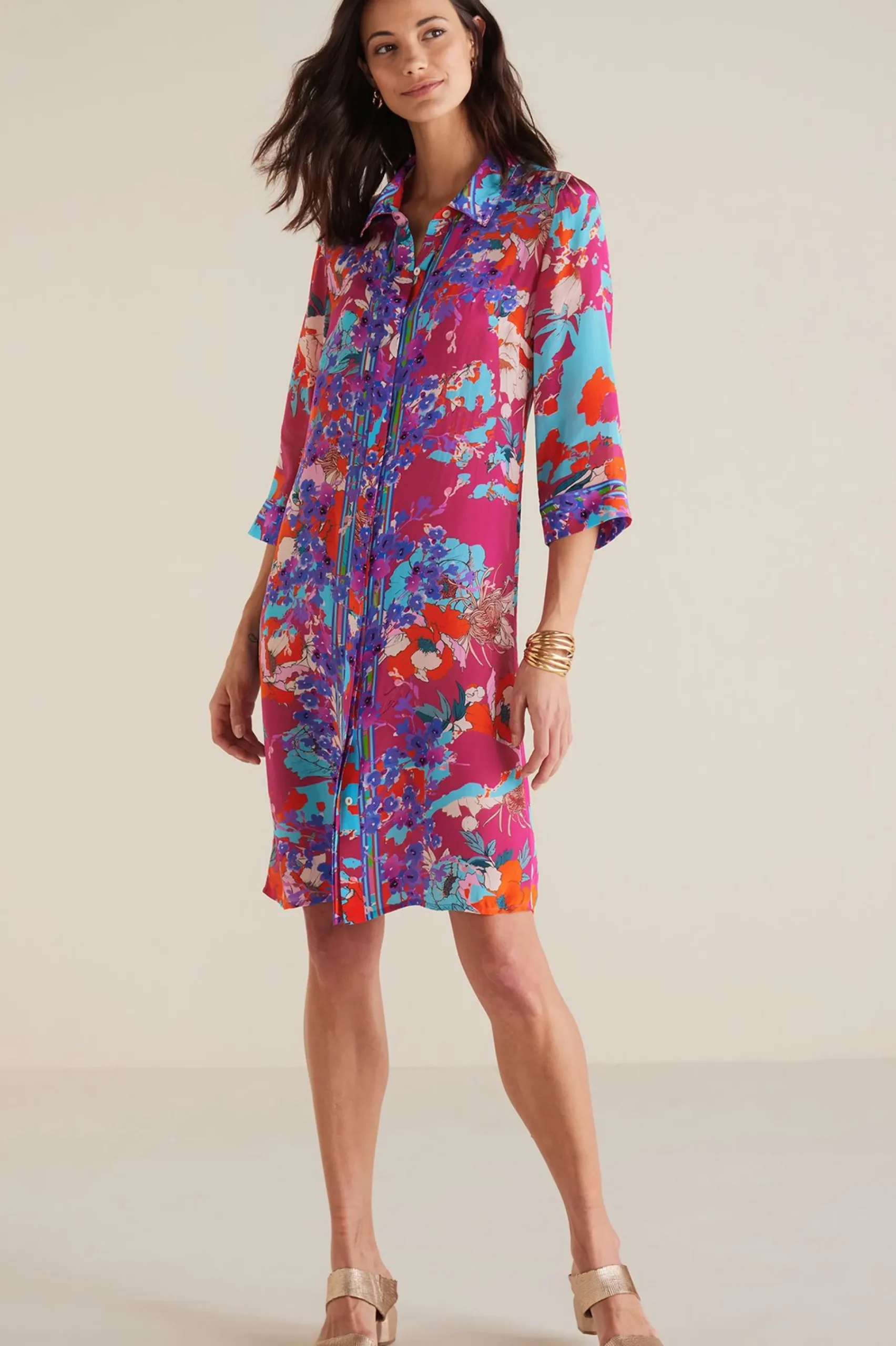 vacation dresses|patterned-Soft Surroundings Petites Garden Path Dress Blue/Purple Multi