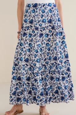 Into The Blues|The Floral Shop-Soft Surroundings Petites Ginnie Maxi Skirt Blue Floral