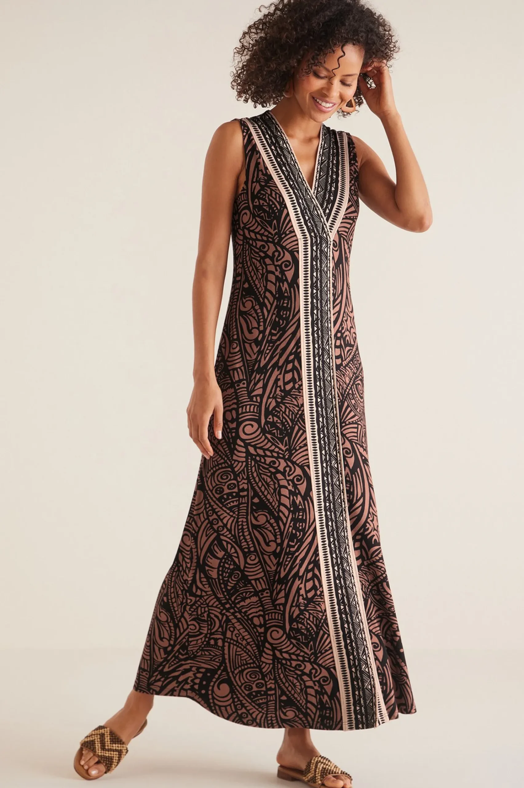patterned|maxi-Soft Surroundings Petites Ikaria Dress Sable