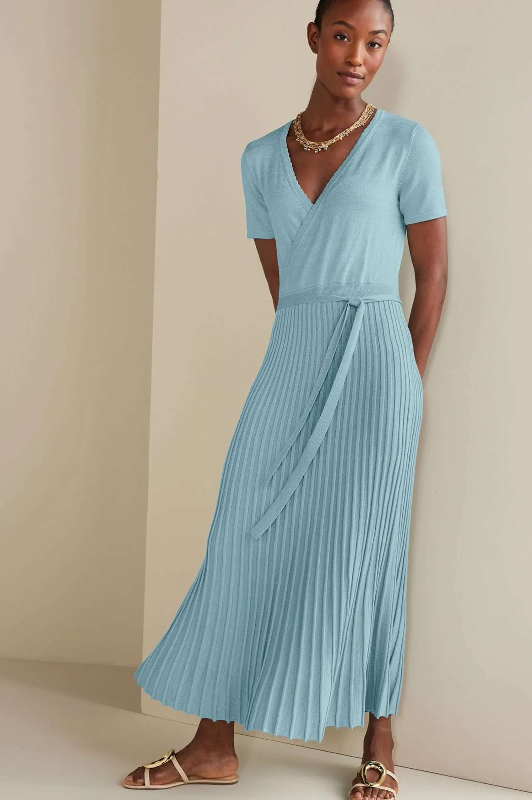 Into The Blues|Dresses-Soft Surroundings Petites Janelle Maxi Dress Aquatic Blue