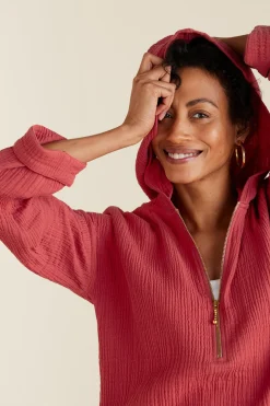 Gauze Shop-Soft Surroundings Petites Kemia Gauze Hoodie American Beauty