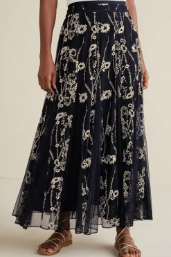 Global Artistry|Skirts-Soft Surroundings Petites Leatrice Embroidered Maxi Skirt Black