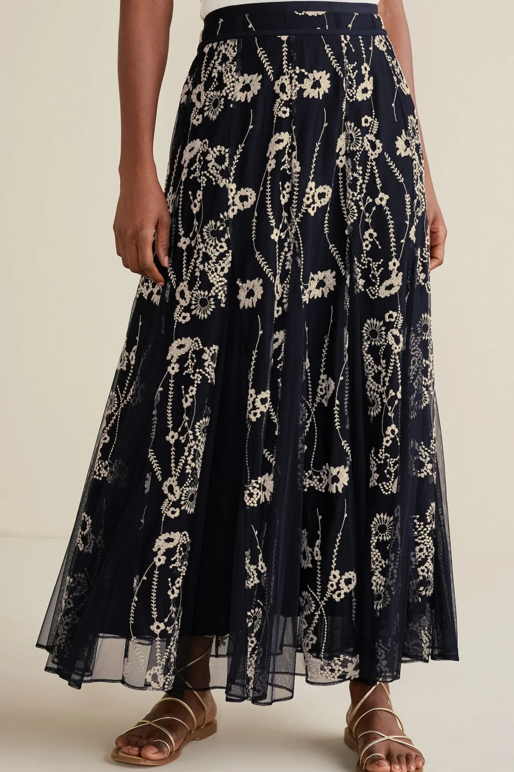 Global Artistry|Skirts-Soft Surroundings Petites Leatrice Embroidered Maxi Skirt Black