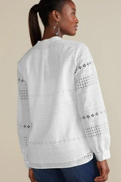 Feminine Flourish|Global Artistry-Soft Surroundings Petites Lenore Eyelet Top White