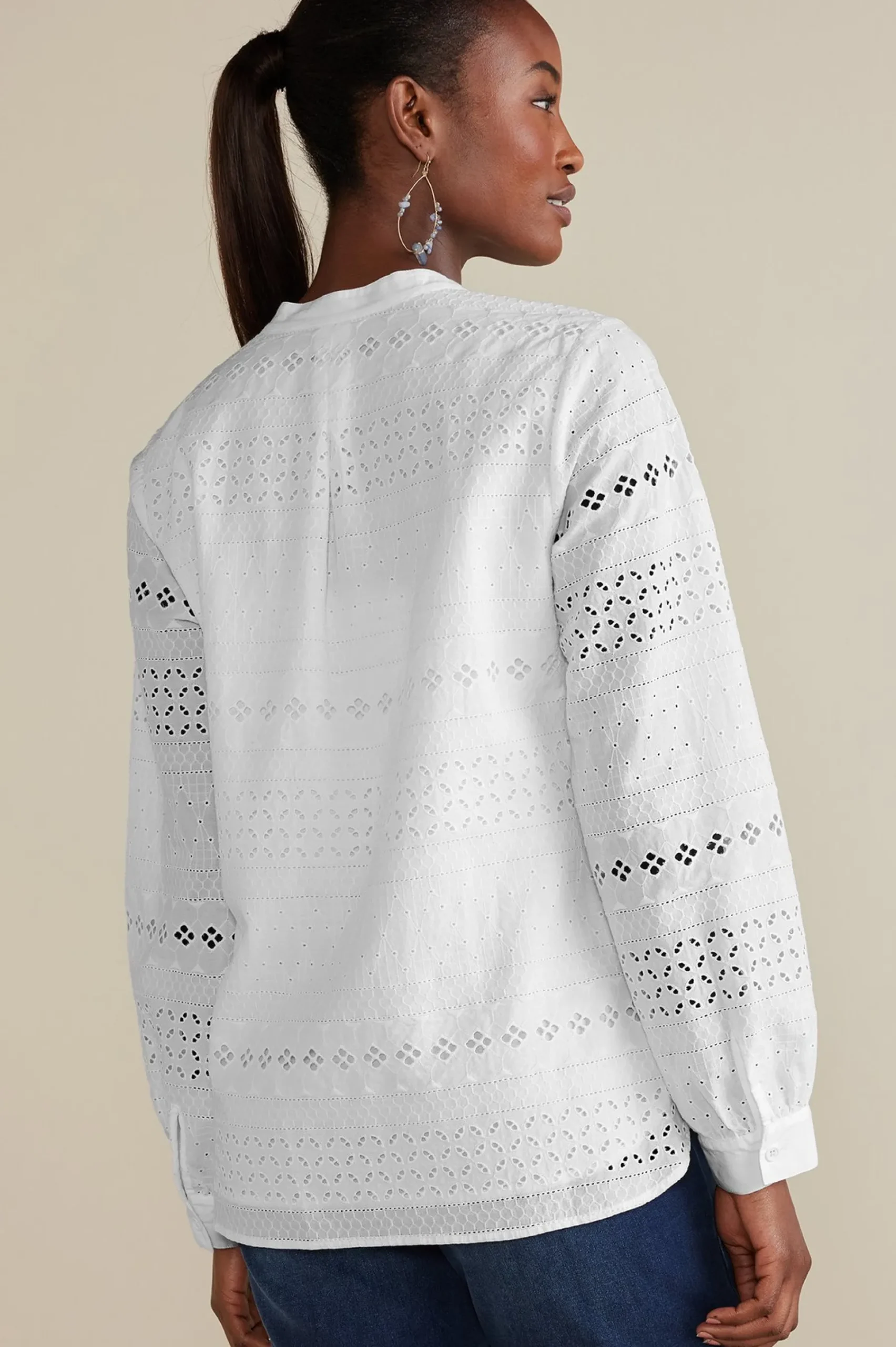 Feminine Flourish|Global Artistry-Soft Surroundings Petites Lenore Eyelet Top White