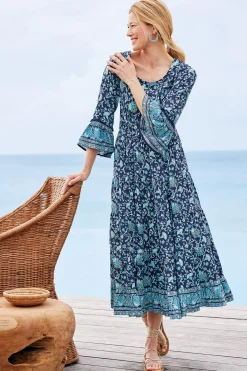 Feminine Flourish|Dresses-Soft Surroundings Petites Lily Midi Dress Maroon Sketched Botanicals