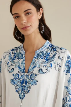 Into The Blues|Global Artistry-Soft Surroundings Petites Louise Midi Dress Perissa Scarf