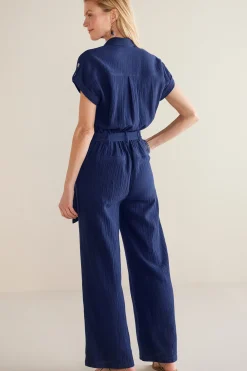 Into The Blues|Gauze Shop-Soft Surroundings Petites Natasha Gauze Jumpsuit Navy