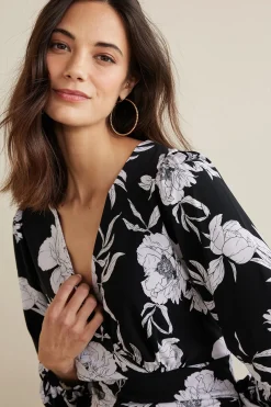 The Floral Shop|Dresses-Soft Surroundings Petites Penelope Long Sleeve Jumpsuit Black