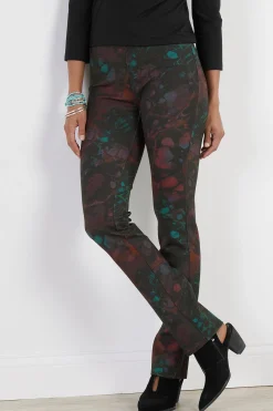 full length|straight-Soft Surroundings Petites Perfect Ponte Marbled Pull-On Straight Leg Pants Raine Multi