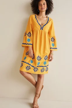 Global Artistry|Dresses-Soft Surroundings Petites Petra Short Dress Golden Glow