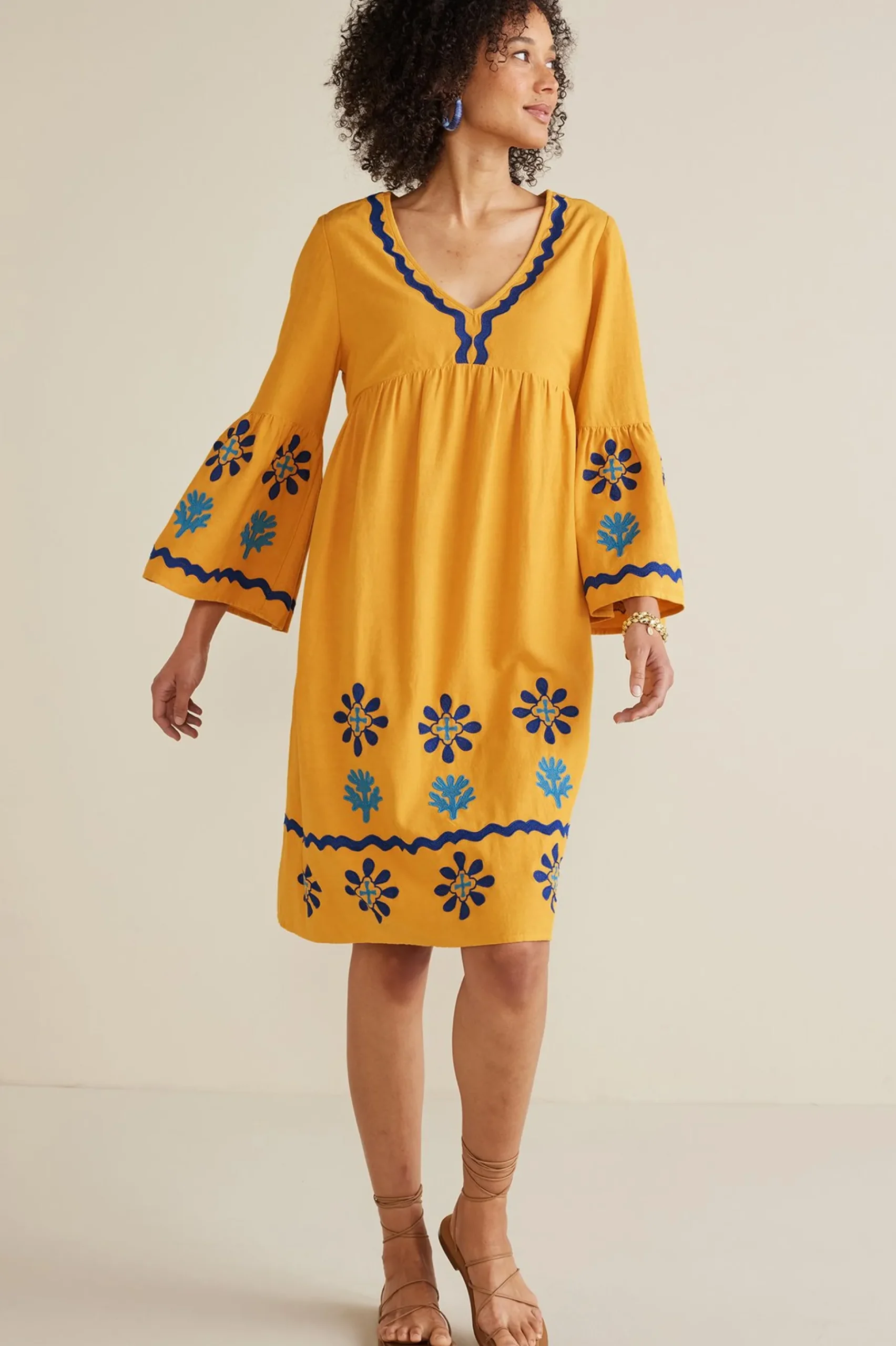 Global Artistry|Dresses-Soft Surroundings Petites Petra Short Dress Golden Glow
