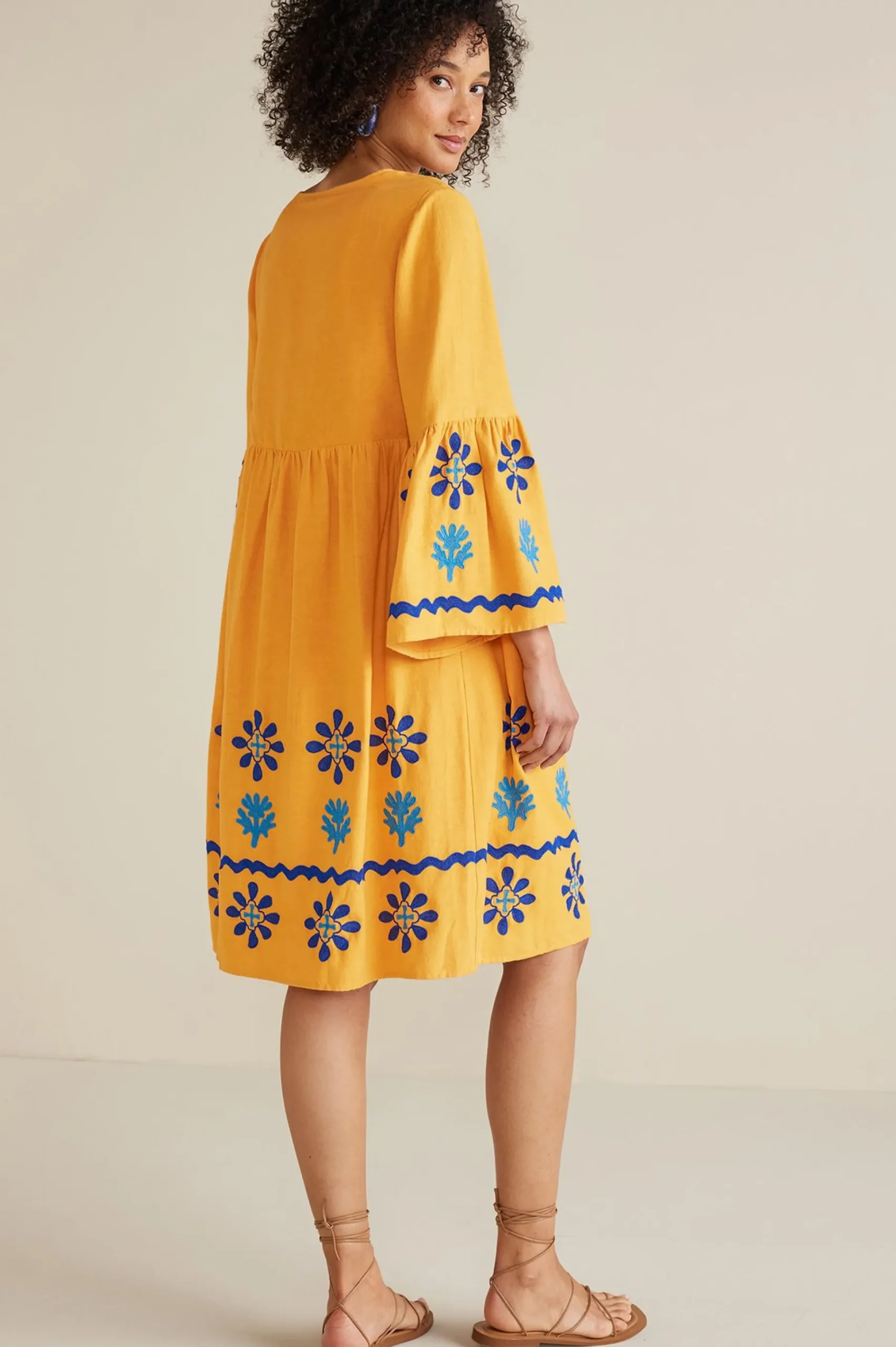 Global Artistry|Dresses-Soft Surroundings Petites Petra Short Dress Golden Glow