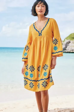 Global Artistry|Dresses-Soft Surroundings Petites Petra Short Dress Golden Glow