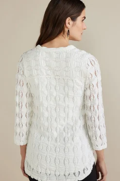 Feminine Flourish|Global Artistry-Soft Surroundings Petites Priya Knit Lace Tunic White