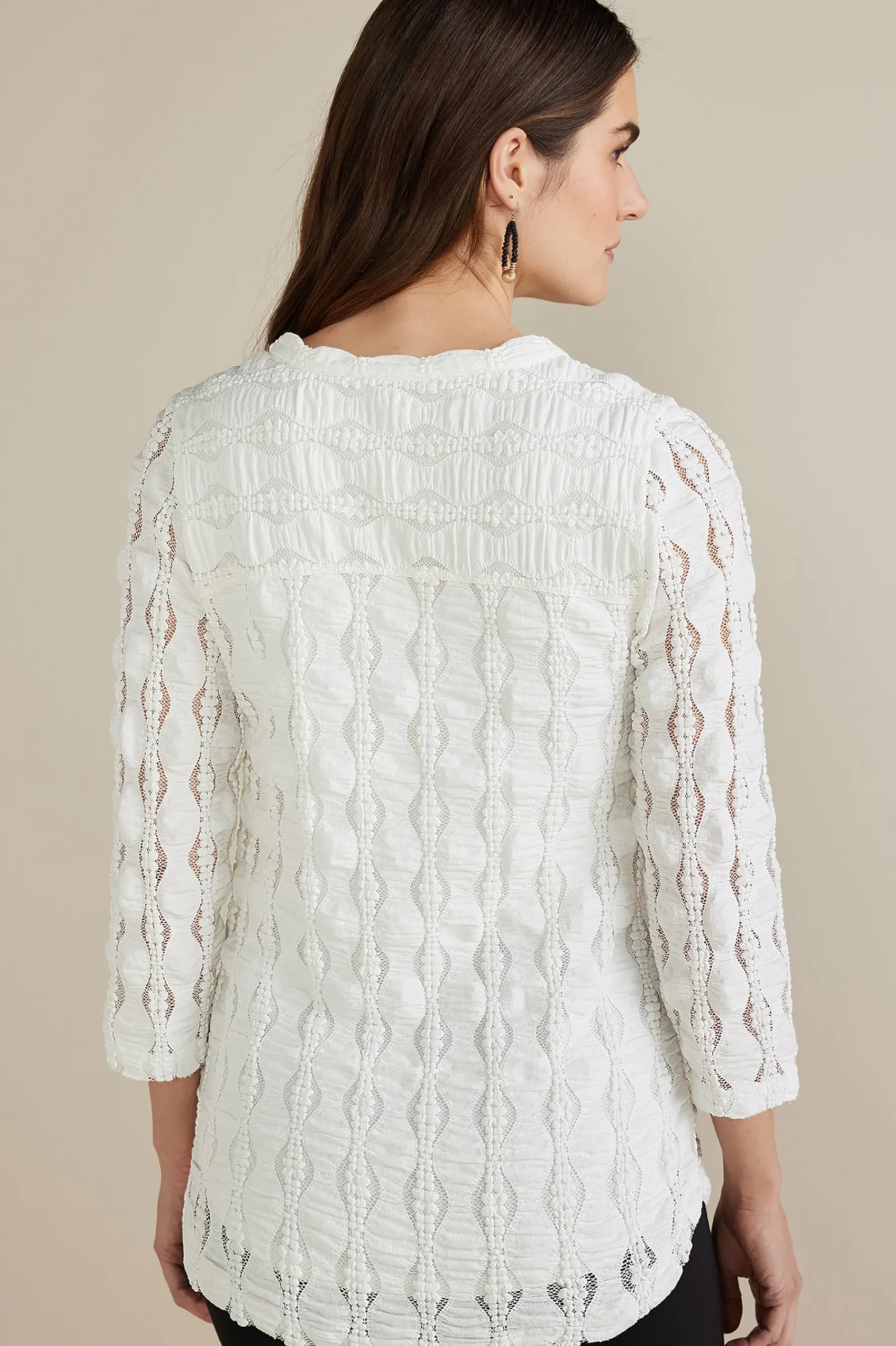 Feminine Flourish|Global Artistry-Soft Surroundings Petites Priya Knit Lace Tunic White