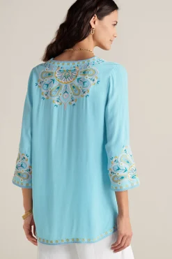 Into The Blues|Global Artistry-Soft Surroundings Petites River Island Tunic Aquamarine