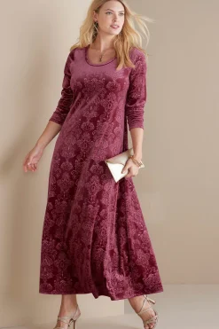 Feminine Flourish|Dresses-Soft Surroundings Petites Santiago Embossed Velvet Dress