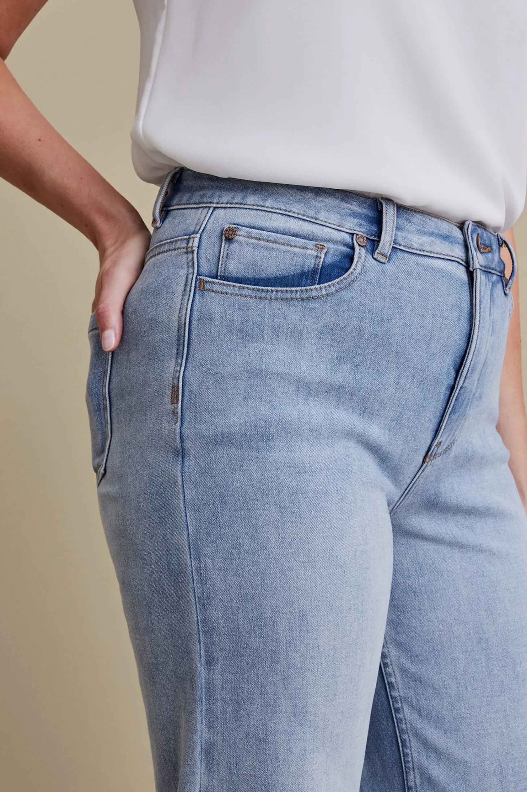 Everyday Styles|Wear Now Styles-Soft Surroundings Petites Ultimate Denim Wide Leg Jeans Ocean Air Wash
