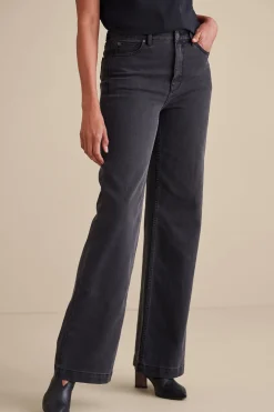 Everyday Styles|Wear Now Styles-Soft Surroundings Petites Ultimate Denim Wide Leg Jeans Ocean Air Wash