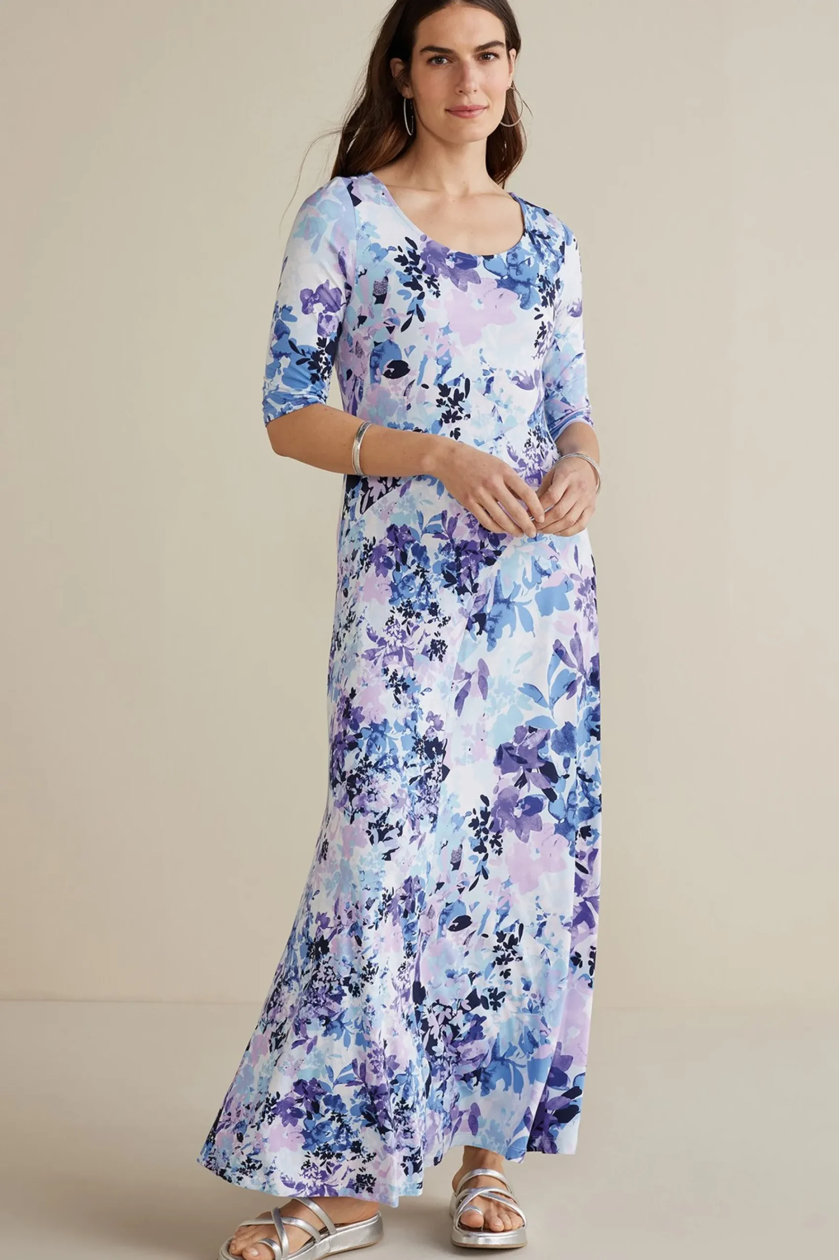 Feminine Flourish|The Floral Shop-Soft Surroundings Petites Vivienne Dress Garden Dream Blue