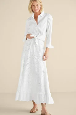 Feminine Flourish|Vacation Shop-Soft Surroundings Porfiria Embellished Skirt Coronet Blue