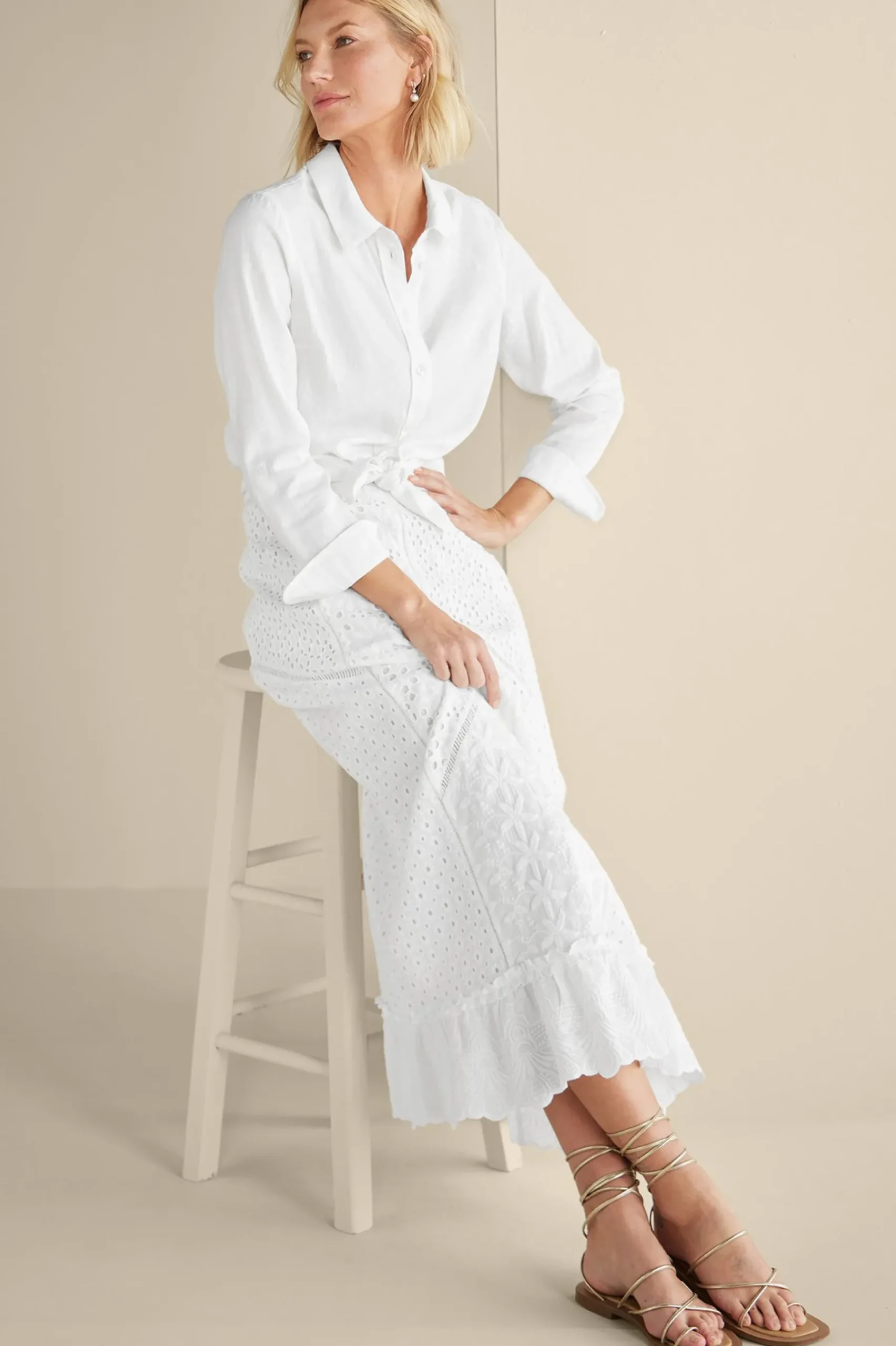 Feminine Flourish|Vacation Shop-Soft Surroundings Porfiria Embellished Skirt Coronet Blue