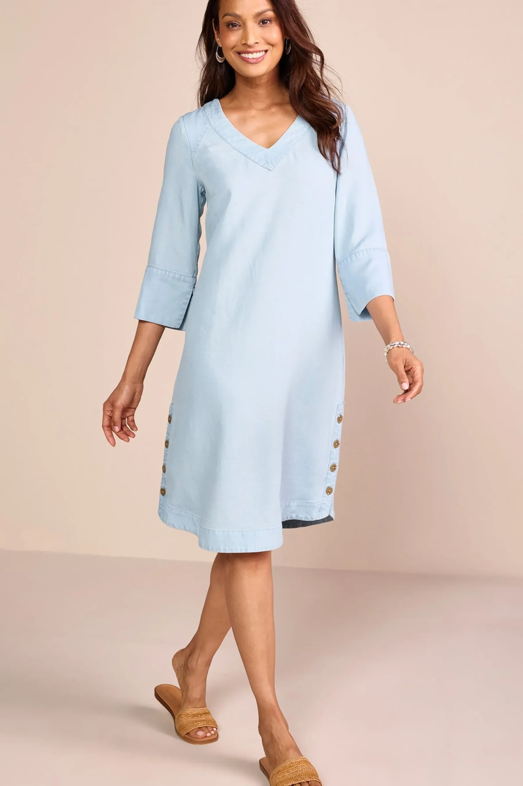 Into The Blues|Vacation Shop-Soft Surroundings Positano Getaway Dress Denim Blue