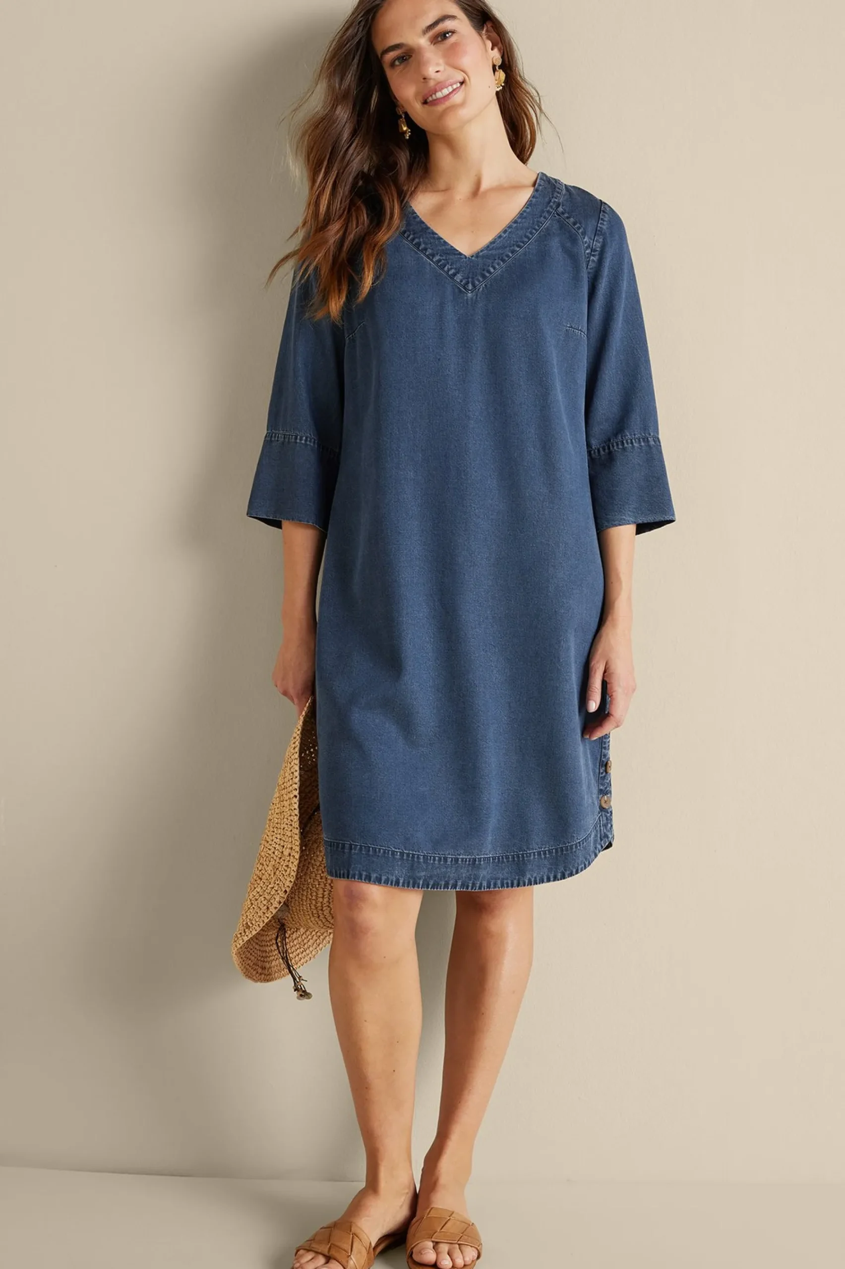 Into The Blues|Vacation Shop-Soft Surroundings Positano Getaway Dress Denim Blue