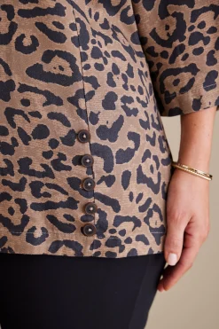wrist length|pullovers-Soft Surroundings Raelynn Lyocell Pullover Leopard